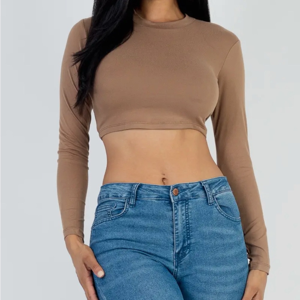 Women's Long Sleeve Crop Top - Picture 2 of 5